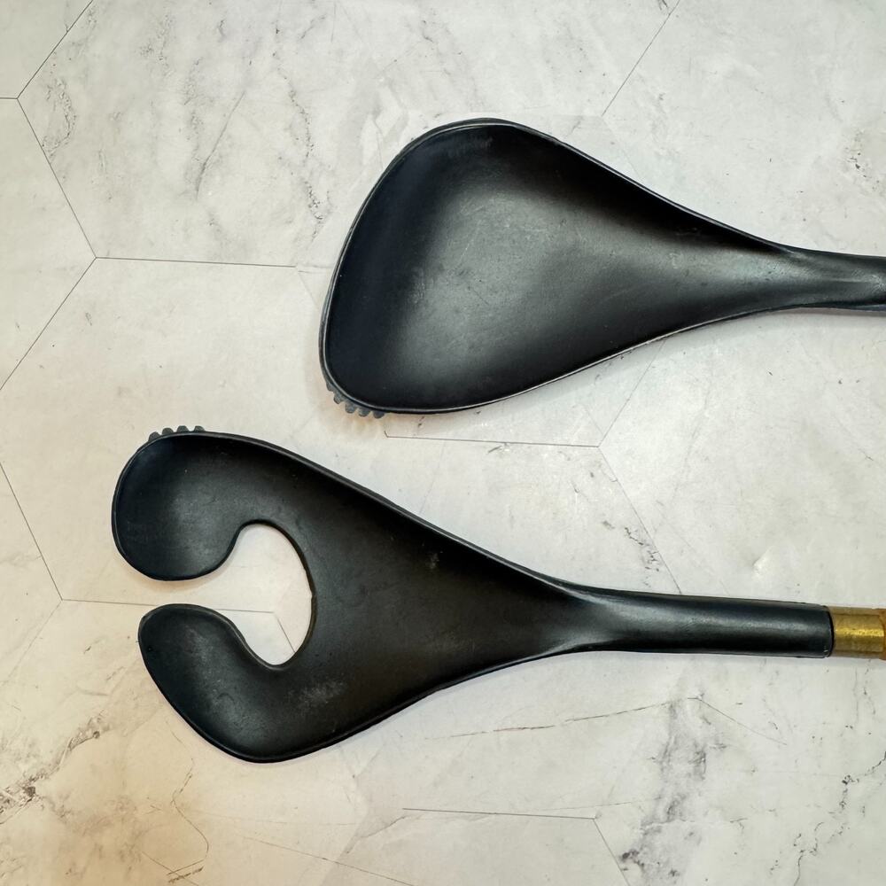 Vintage Helge Benzin Salad Servers Denmark Danish Designer 12" Teak Wood EUC - Picture 7 of 9